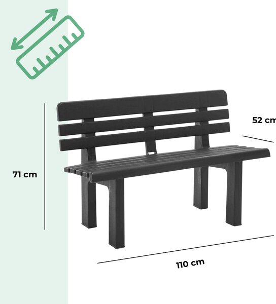 Vrtna klupa GENZIANA, 110x52x71cm, antracit I.P.A.E-Progarden