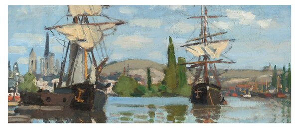 Slika - Claude Monet, Ships Riding on the Seine at Rouen, reprodukcije (120x50 cm)