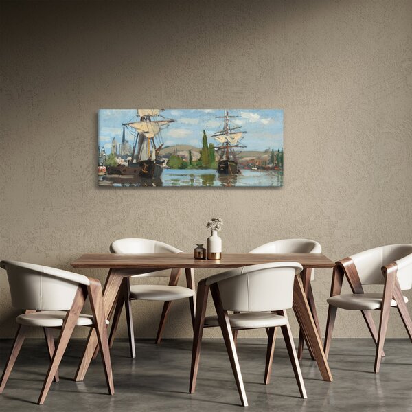 Slika - Claude Monet, Ships Riding on the Seine at Rouen, reprodukcije (120x50 cm)