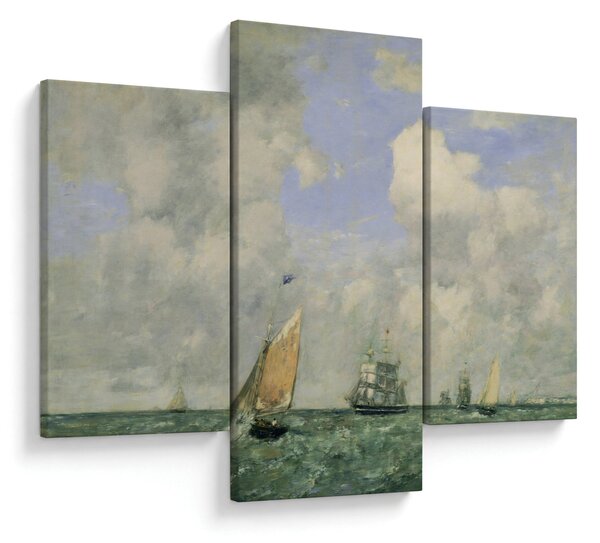Slika - Eugène Boudin, Ships and Sailing Boats Leaving Le Havre, reprodukcije (90x60 cm)