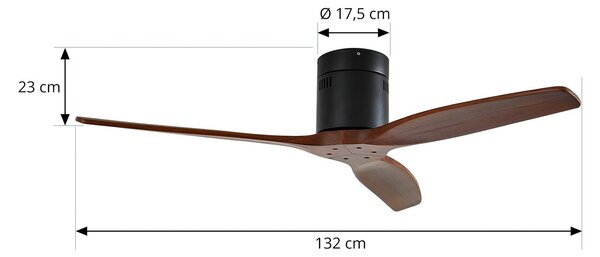 Stropni ventilator Vindur, crni, drveni, DC, tih - Lucande Lucande, Vindur, Drvo, Dnevna soba, Metal, Moderan