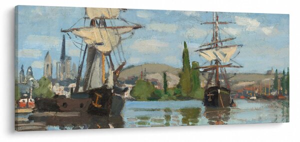 Slika - Claude Monet, Ships Riding on the Seine at Rouen, reprodukcije (120x50 cm)