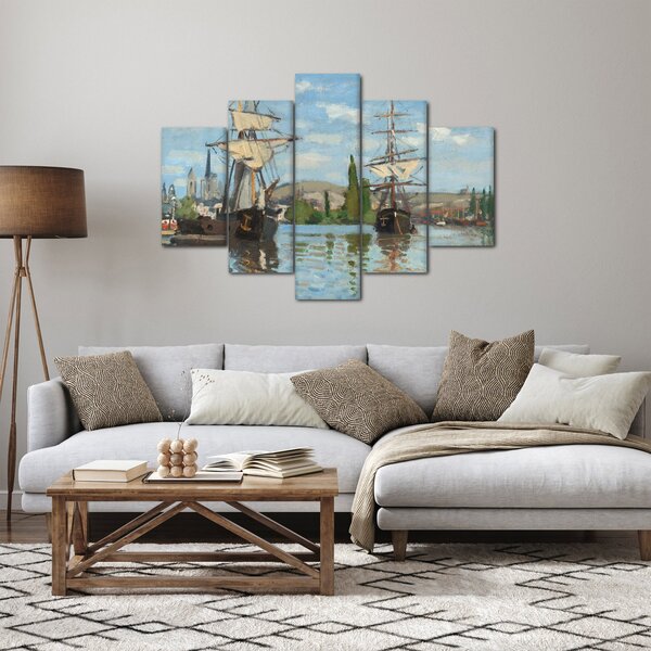 Slika - Claude Monet, Ships Riding on the Seine at Rouen, reprodukcije (150x105 cm)