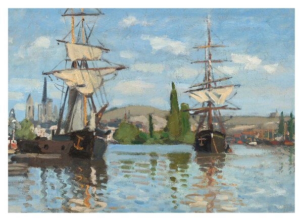 Slika - Claude Monet, Ships Riding on the Seine at Rouen, reprodukcije (70x50 cm)