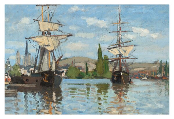 Slika - Claude Monet, Ships Riding on the Seine at Rouen, reprodukcije (90x60 cm)