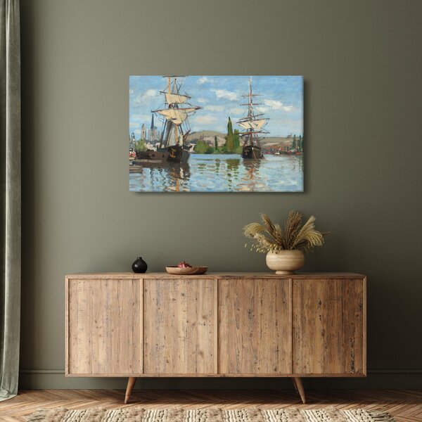 Slika - Claude Monet, Ships Riding on the Seine at Rouen, reprodukcije (90x60 cm)