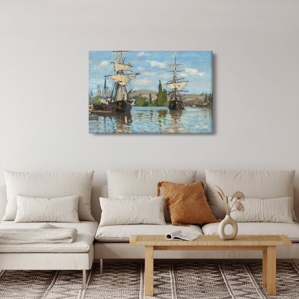 Slika - Claude Monet, Ships Riding on the Seine at Rouen, reprodukcije (90x60 cm)