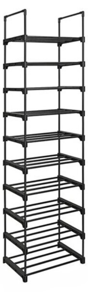 Modularni regal za cipele TUBE, 10 polica, 45x30x174 cm, crni SongmicsHome
