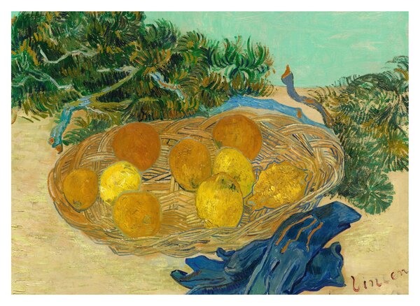 Slika - Vincent van Gogh, Still Life of Oranges and Lemons with Blue Gloves, reprodukcije (70x50 cm)