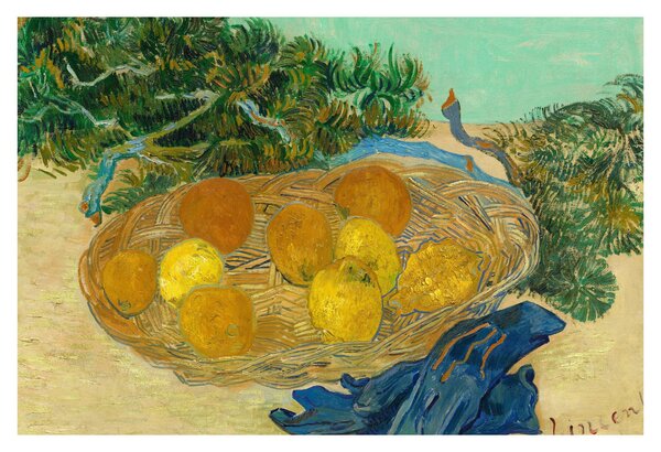 Slika - Vincent van Gogh, Still Life of Oranges and Lemons with Blue Gloves, reprodukcije (90x60 cm)