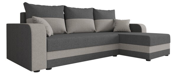 Razvlačna kutna garnitura L VALERIO 238x140 cm, tamno siva/svijetlo siva + 2 jastuka GRATIS, univerzalna
