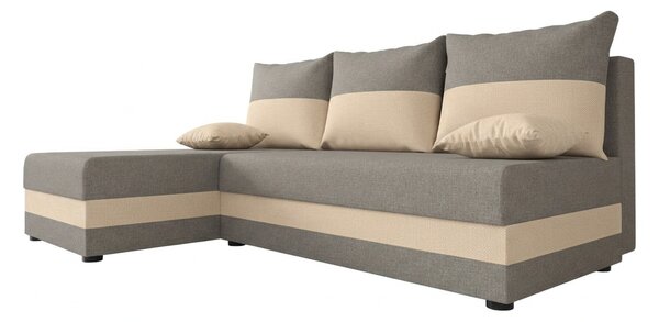 Razvlačna kutna garnitura L VALERIO SLIM 200x140 cm, svijetlo siva/bež + 2 jastuka GRATIS, univerzalna