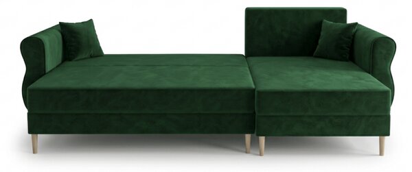 Razvlačna kutna garnitura L SILVIANO 230x140 cm, tamno zelena, univerzalna
