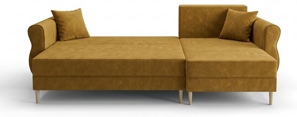 Razvlačna kutna garnitura L SILVIANO 230x140 cm, senf, univerzalna