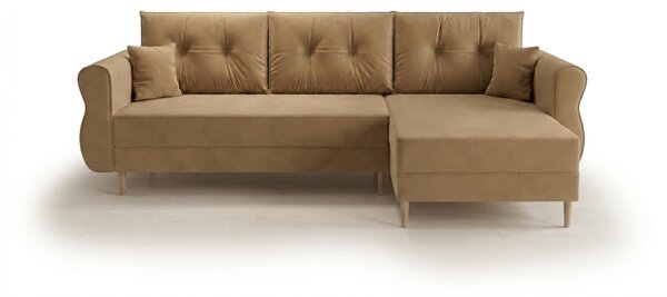 Razvlačna kutna garnitura L SILVIANO 230x140 cm, bež, univerzalna