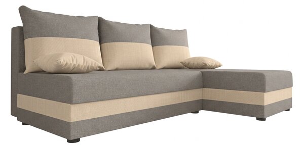 Razvlačna kutna garnitura L VALERIO SLIM 200x140 cm, svijetlo siva/bež + 2 jastuka GRATIS, univerzalna