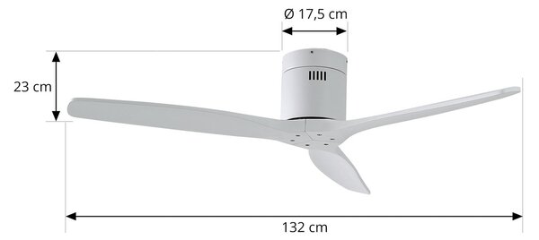 Stropni ventilator Vindur, bijeli, DC, tih, Ø 132 cm - Lucande Lucande, Vindur, Bijela, Dnevna soba, Metal, Moderan