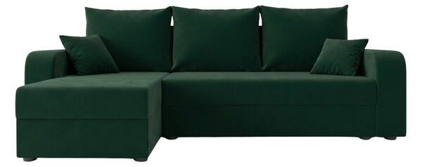 Razvlačna kutna garnitura L VALERIO 238x140 cm, tamno zelena + 2 jastuka GRATIS, univerzalna