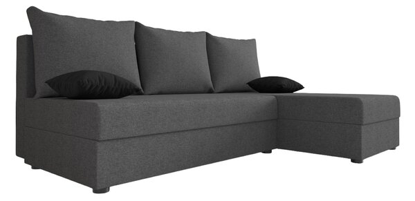 Razvlačna kutna garnitura L VALERIO SLIM 200x140 cm, tamno siva + 2 jastuka GRATIS, univerzalna