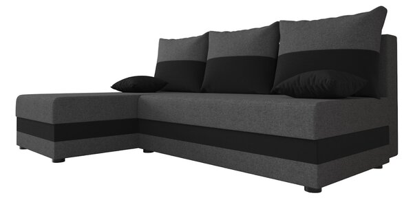 Razvlačna kutna garnitura L VALERIO SLIM 200x140 cm, tamno siva/antracit + 2 jastuka GRATIS, univerzalna