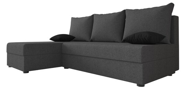 Razvlačna kutna garnitura L VALERIO SLIM 200x140 cm, tamno siva + 2 jastuka GRATIS, univerzalna