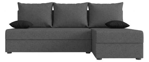 Razvlačna kutna garnitura L VALERIO SLIM 200x140 cm, tamno siva + 2 jastuka GRATIS, univerzalna