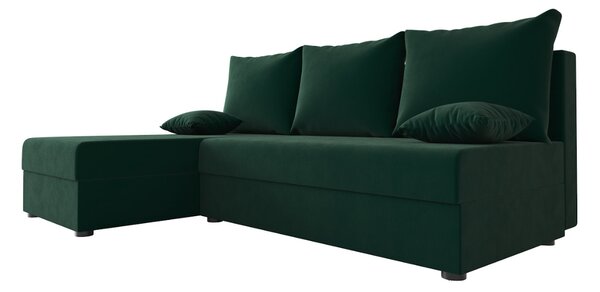 Razvlačna kutna garnitura L VALERIO SLIM 200x140 cm, tamno zelena + 2 jastuka GRATIS, univerzalna