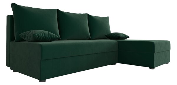 Razvlačna kutna garnitura L VALERIO SLIM 200x140 cm, tamno zelena + 2 jastuka GRATIS, univerzalna