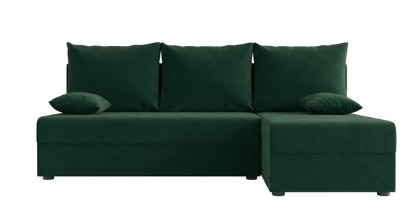 Razvlačna kutna garnitura L VALERIO SLIM 200x140 cm, tamno zelena + 2 jastuka GRATIS, univerzalna