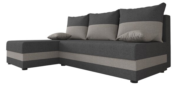 Razvlačna kutna garnitura L VALERIO SLIM 200x140 cm, tamno siva/svijetlo siva + 2 jastuka GRATIS, univerzalna