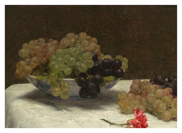 Slika - Henri Fantin-Latour, Still Life with Grapes and a Carnation, reprodukcije (70x50 cm)