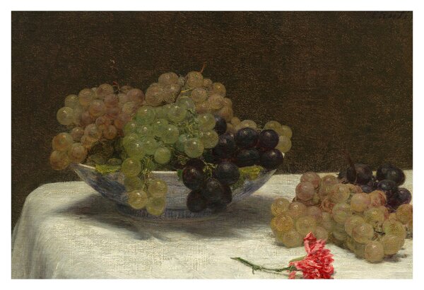 Slika - Henri Fantin-Latour, Still Life with Grapes and a Carnation, reprodukcije (90x60 cm)