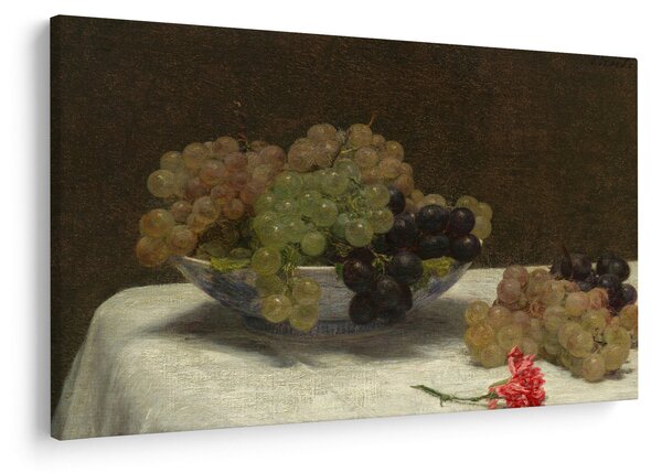 Slika - Henri Fantin-Latour, Still Life with Grapes and a Carnation, reprodukcije (90x60 cm)