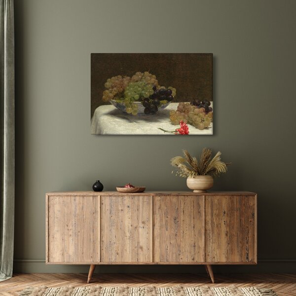 Slika - Henri Fantin-Latour, Still Life with Grapes and a Carnation, reprodukcije (90x60 cm)