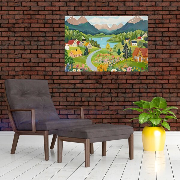 Slika - Selo u planinama (90x60 cm)