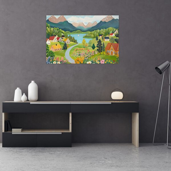 Slika - Selo u planinama (90x60 cm)