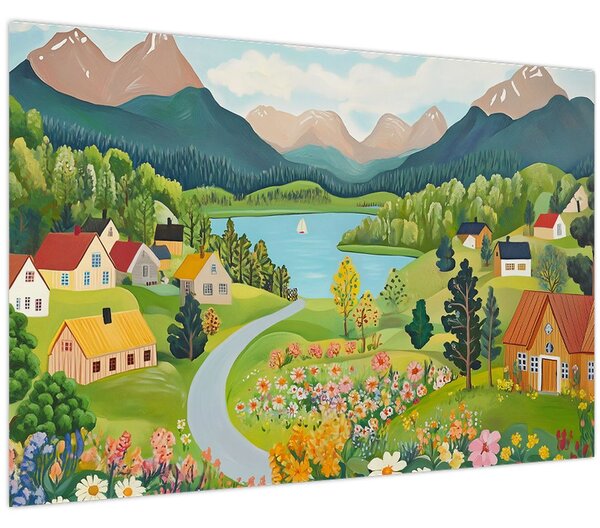 Slika - Selo u planinama (90x60 cm)