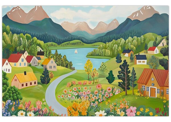 Slika - Selo u planinama (90x60 cm)