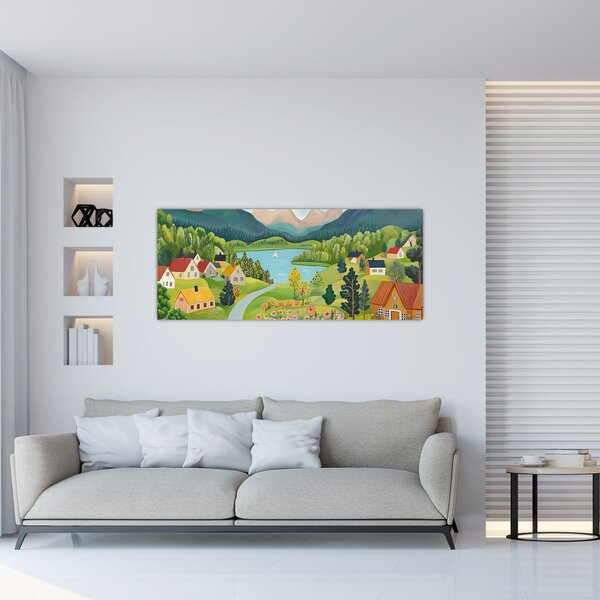 Slika - Selo u planinama (120x50 cm)