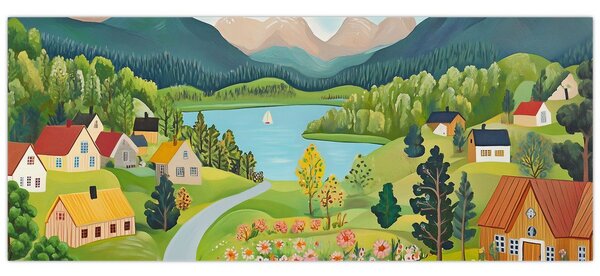 Slika - Selo u planinama (120x50 cm)