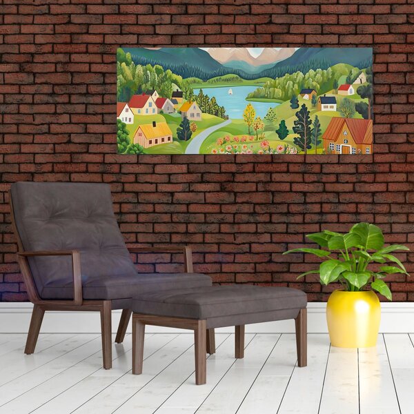 Slika - Selo u planinama (120x50 cm)
