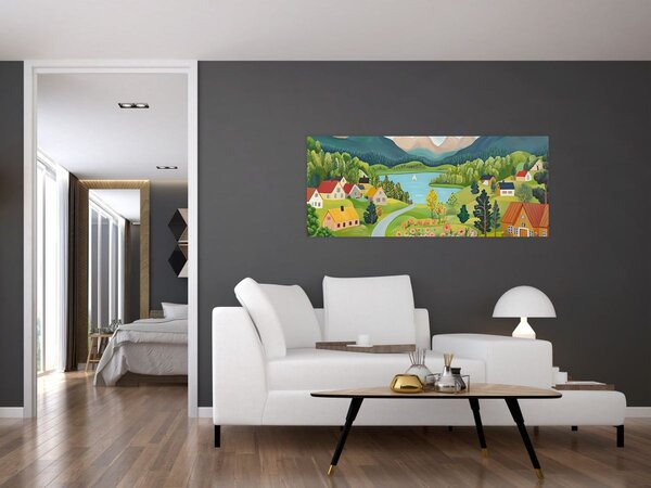 Slika - Selo u planinama (120x50 cm)