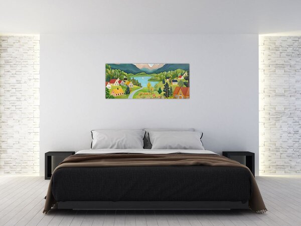 Slika - Selo u planinama (120x50 cm)