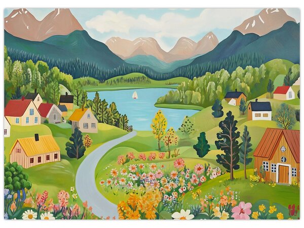 Slika - Selo u planinama (70x50 cm)