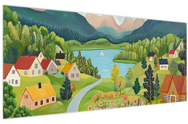 Slika - Selo u planinama (120x50 cm)