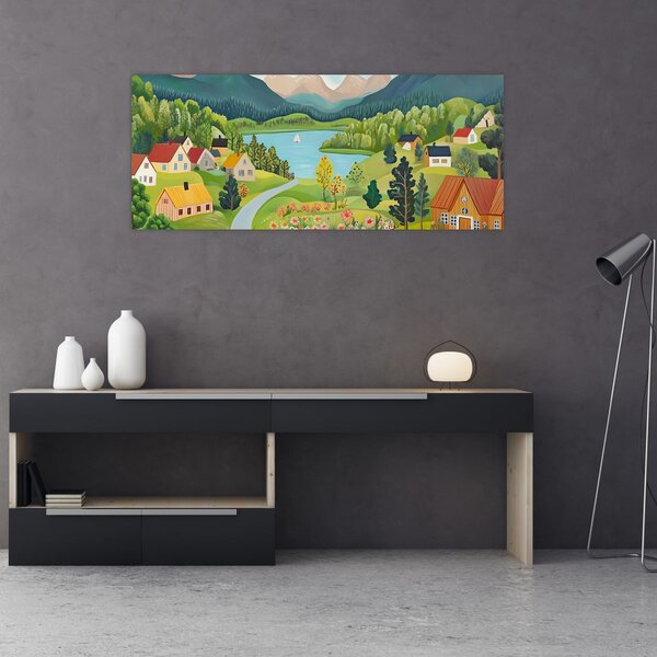 Slika - Selo u planinama (120x50 cm)