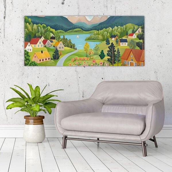 Slika - Selo u planinama (120x50 cm)