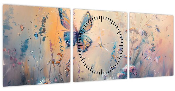 Slika - Livada s leptirima II (sa satom) (90x30 cm)