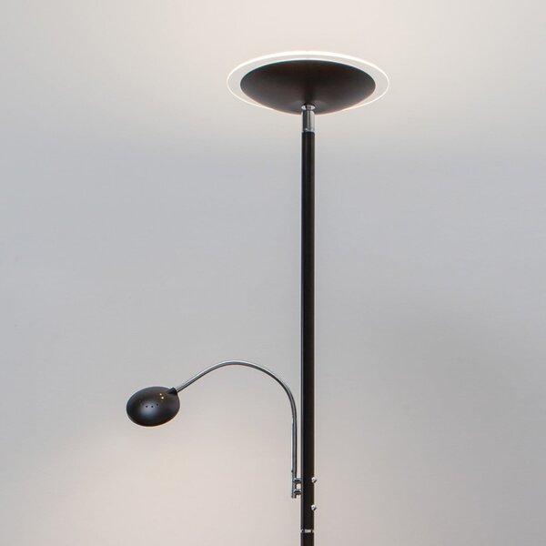 Podne Lampa Lindby, MALEA, prigušiv, Crno, Dnevna soba, Metal, Moderan