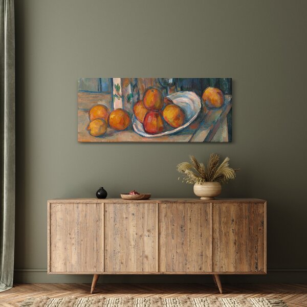 Slika - Paul Cézanne, Still Life with Milk Jug and Fruit, reprodukcije (120x50 cm)